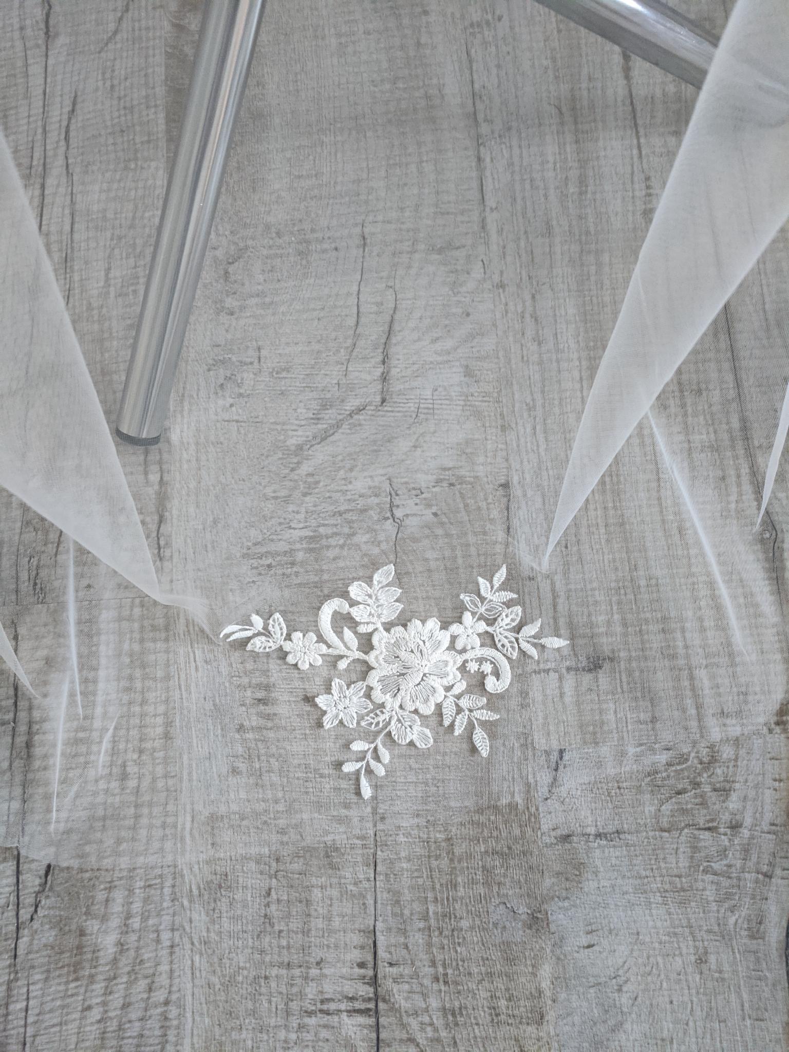 Весільна фата Oka Nomo довга з мереживним декором 165х150 см (ON2023VEIL-001) - фото 6