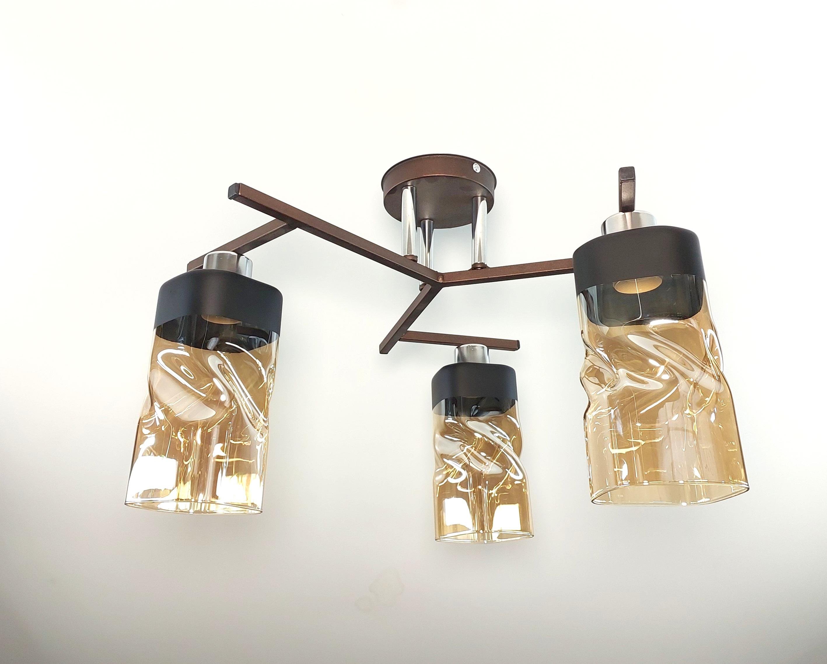 Люстра потолочная Лофт 3285/3 на 3 плафона металлическая Коричневый