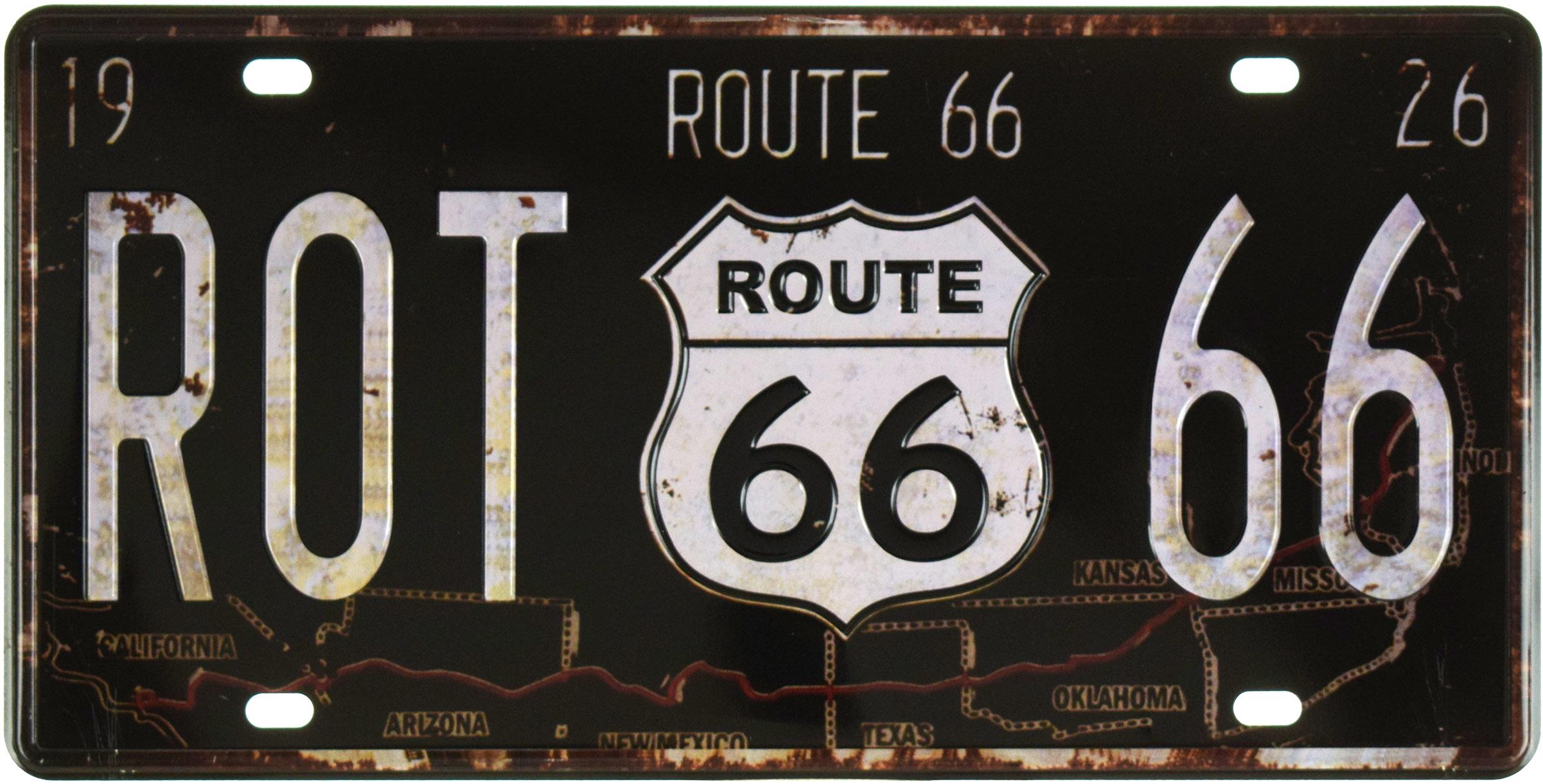 Табличка металлическая Трасса 66/Route 66 ROT 66 15x30 см Табличка металлическая Трасса 66/Route 66 ROT 66 15x30 см