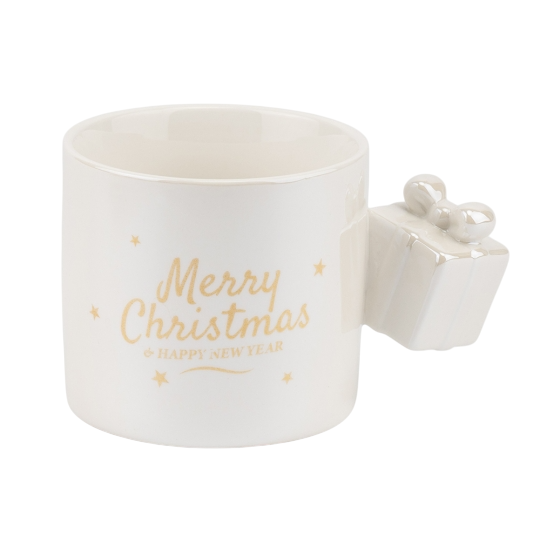 Чашка новогодняя Милый подарок из керамики 340 мл Белый (150-81-9252-014)