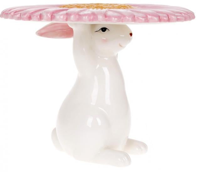 Подставка для торта Милый Кролик Ø 18 см керамика Розовый (BD-733-570)