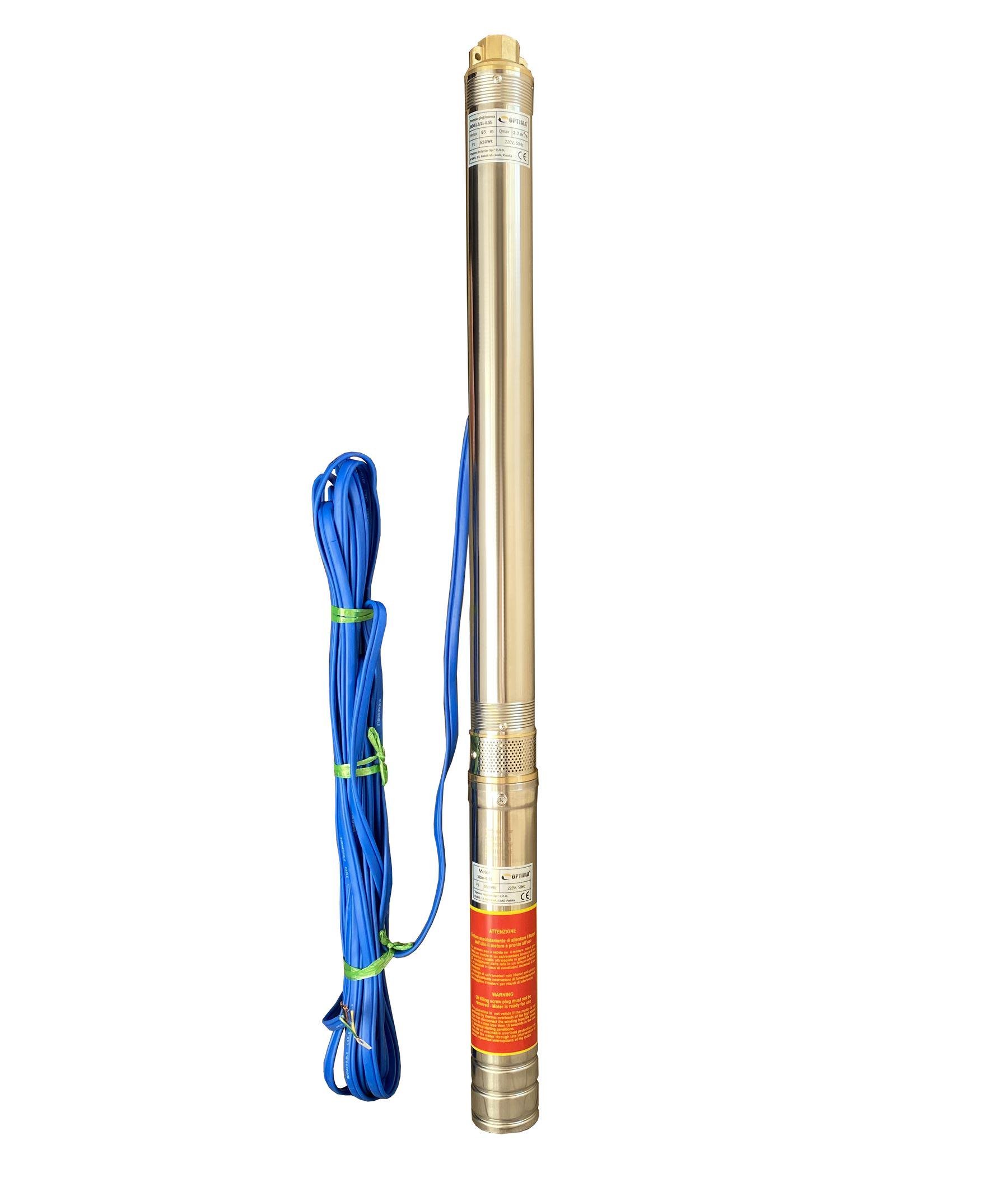 Насос свердловинний Optima 3" 3SDm1,8/21 0,55 кВт 85 м з підвищеною стійкістю до піску + пульт + кабель 50 м
