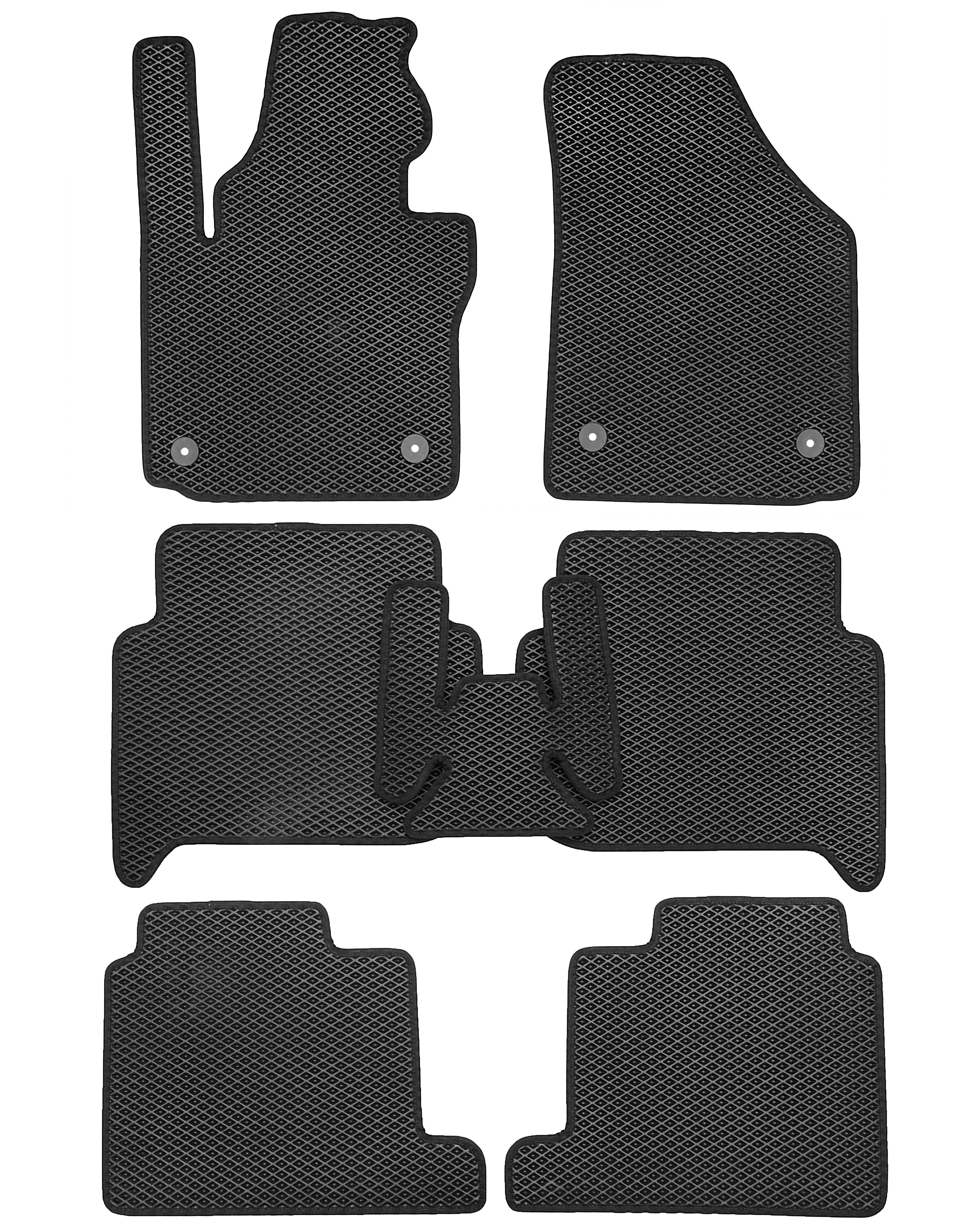 Коврики в салон для Volkswagen Touran '03-15 3 ряда EVA-полимерные Черный (177651)