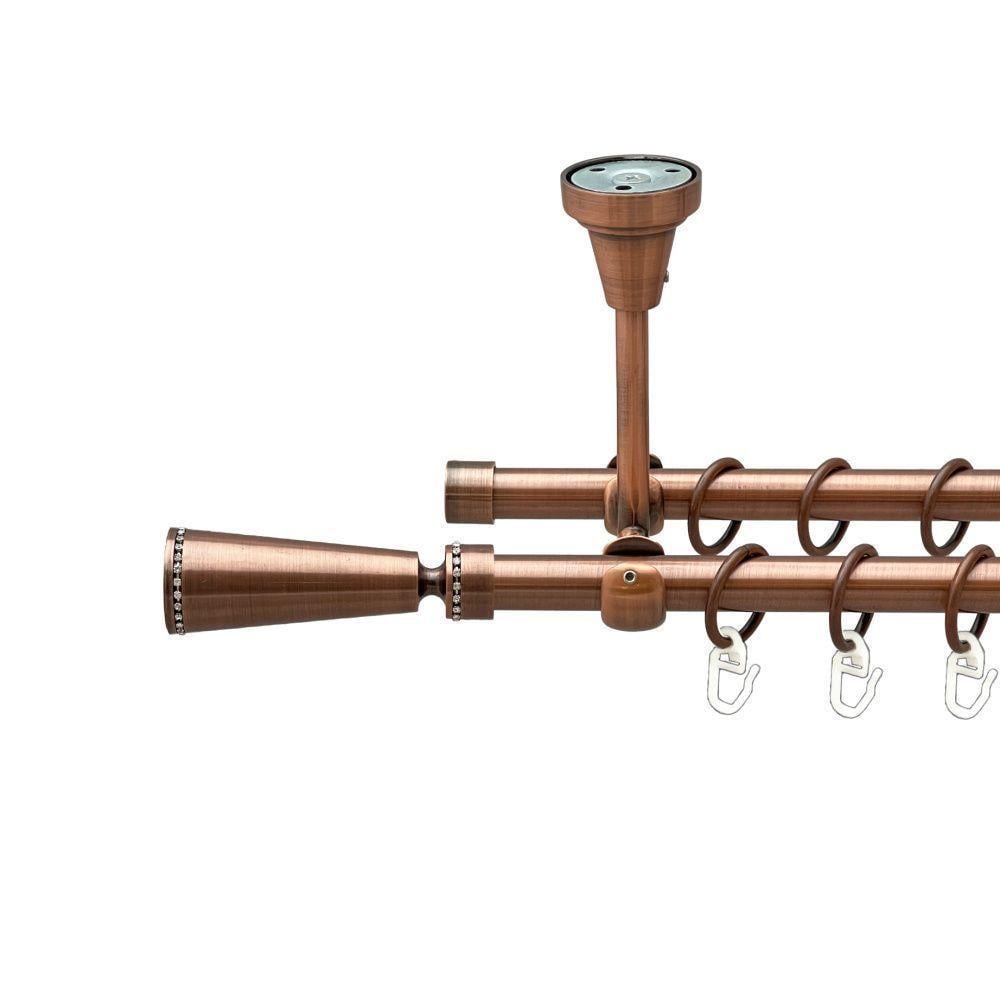 Карниз Orvit Меркурия двухрядный гладкий 160 см Античная медь (00-00020163)