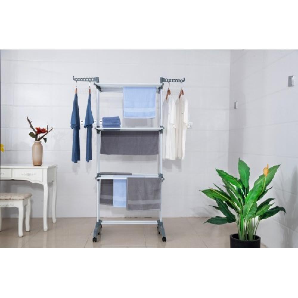 Сушилка-органайзер для белья Bonro B88 многоярусная раскладная на колесиках до 35 кг Серый (132-76-42400234) - фото 8