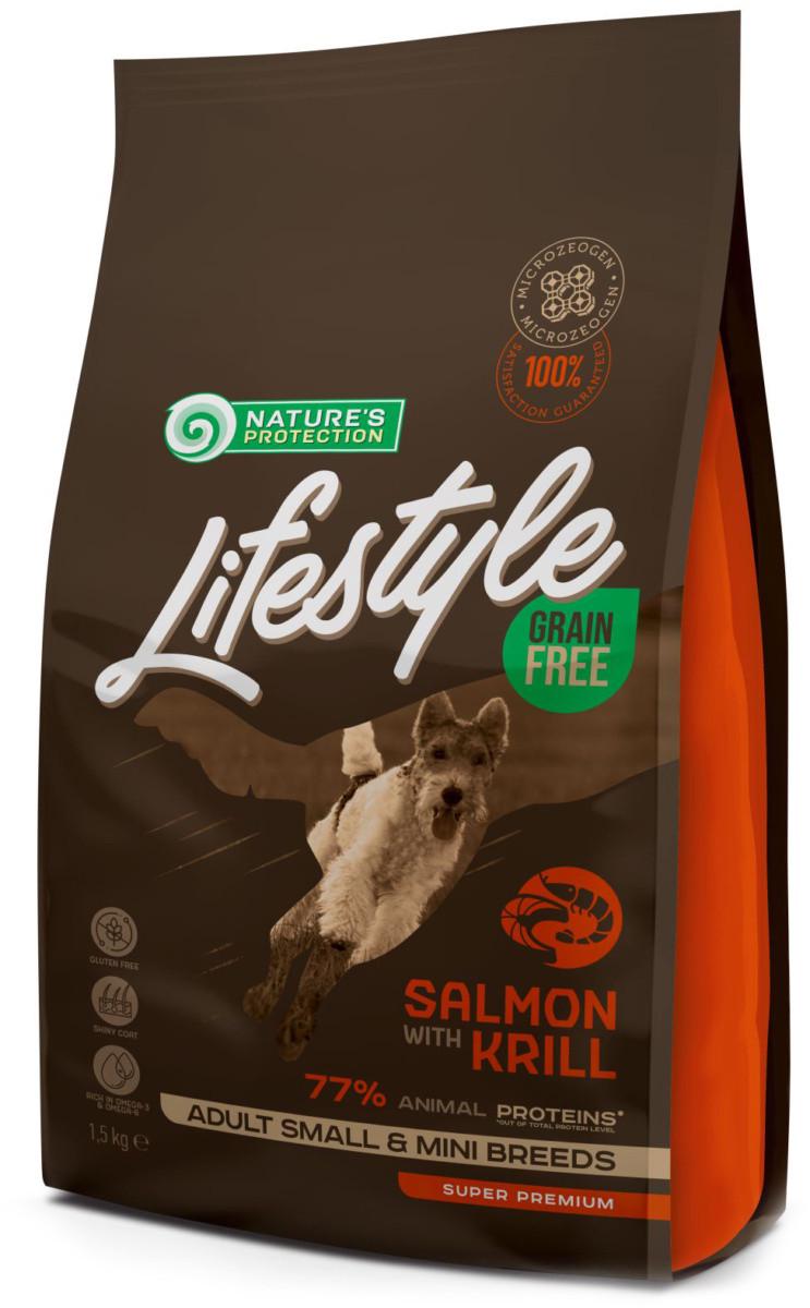 Корм сухой для собак Nature’s Protection Lifestyle Grain Free Salmon with krill Small and Mini Breeds 1,5 кг (4771317456809)