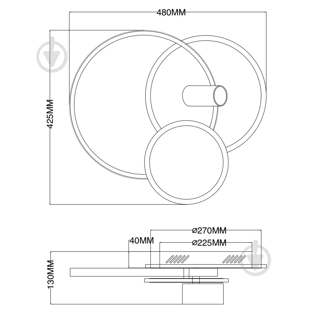 Люстра светодиодная ESLLSE ECLIPSE 3R LR с пультом 75 Вт 480х425х130 мм Черно-белый (10441) - фото 9