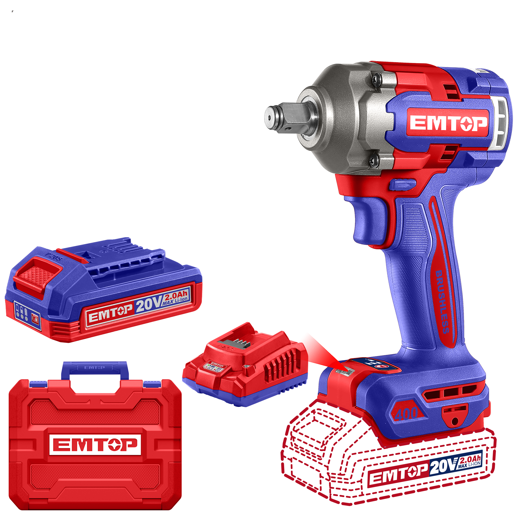 Гайковерт акумуляторний ударний EMTOP ECIWL2040