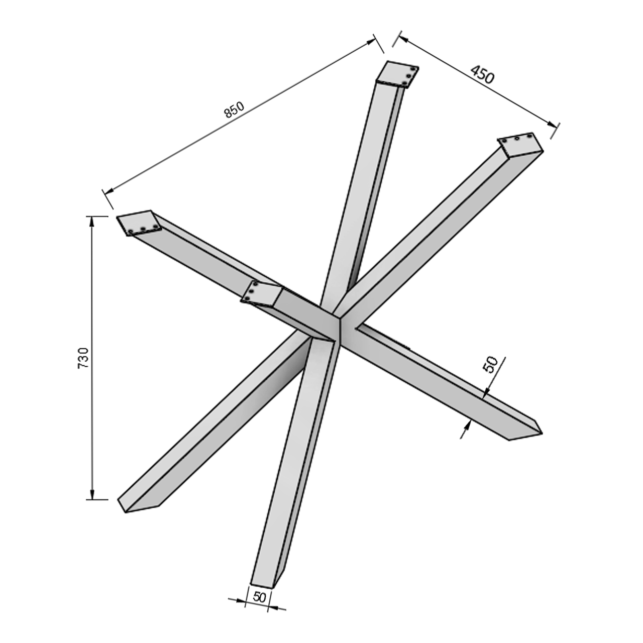 Каркас для стола из металла 850х450 мм H 730 мм Черный (1198) - фото 7 Каркас для стола из металла 850х450 мм H 730 мм Черный (1198) - фото 7