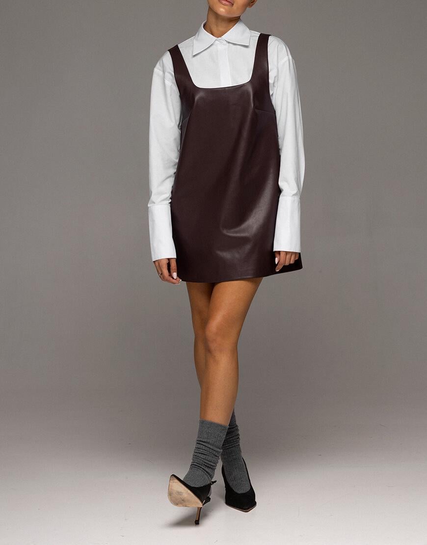 Сарафан вільний з екошкіри TWINSIS CLOTHES шоколадний XS