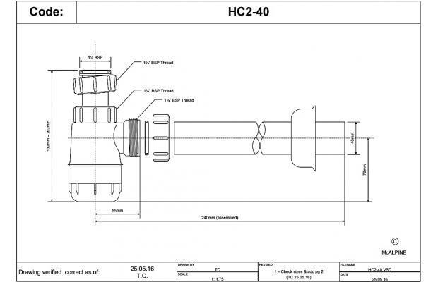 Сифон для умивальника HC2-40 J 1/4х40 - фото 2