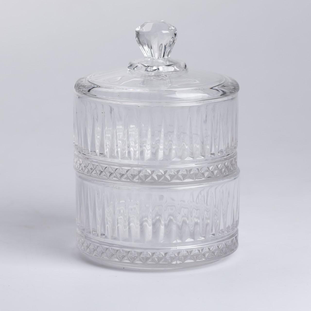 Цукерниця скляна дворівнева кругла 10 см (6017) - фото 3 Цукерниця скляна дворівнева кругла 10 см (6017) - фото 3