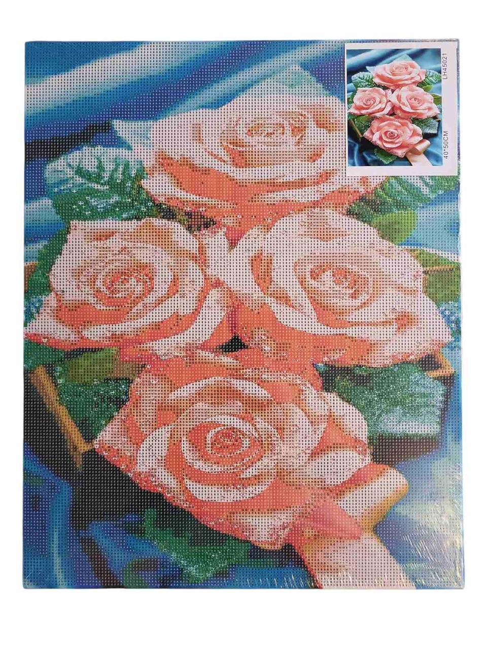 Алмазна мозаїка Рожеві троянди 40х50 см