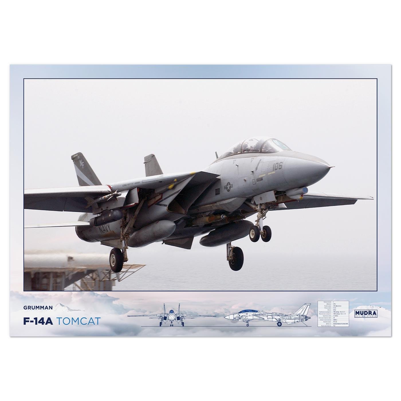 Плакат авіаційний F-14A Tomcat 84x60 см (0351)