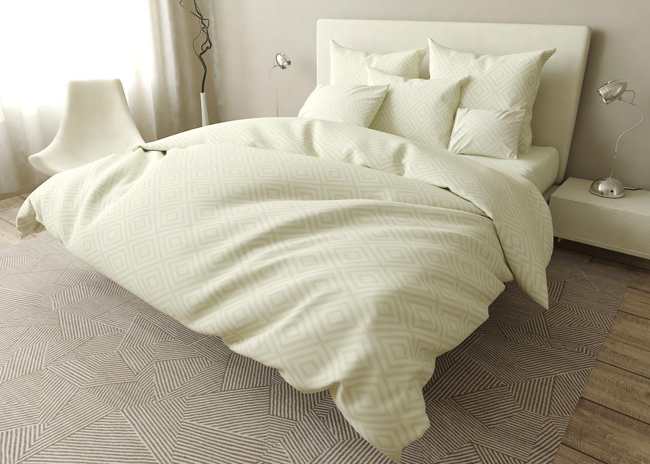 Комплект постільної білизни Ромбики сімейний бязь 200х220 см Бежевий (G-123beige/WP/C)