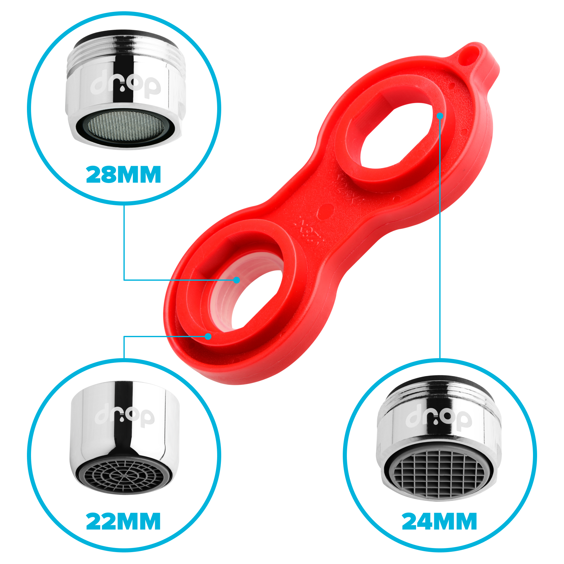 Сервісний ключ Drop ST01KEY для аераторів із діаметрами F 22/ M 24/М 28 мм (ST01KEY) - фото 2