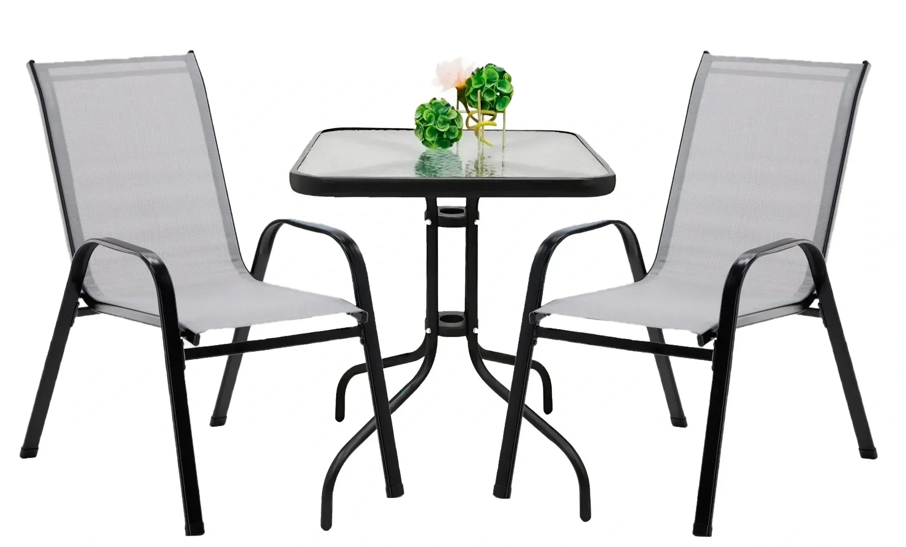 Комплект садовой мебели 4Points Grado-2 текстилен квадратный стол 60х60 см/2 кресла Серый (DA-S4PUDI2G) Комплект садовой мебели 4Points Grado-2 текстилен квадратный стол 60х60 см/2 кресла Серый (DA-S4PUDI2G)