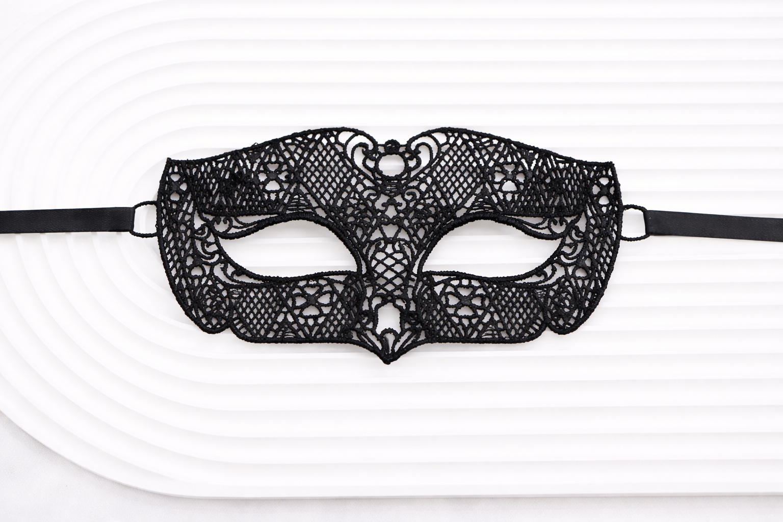 Маска карнавальная кружевная вечерняя One size Черный (888100)