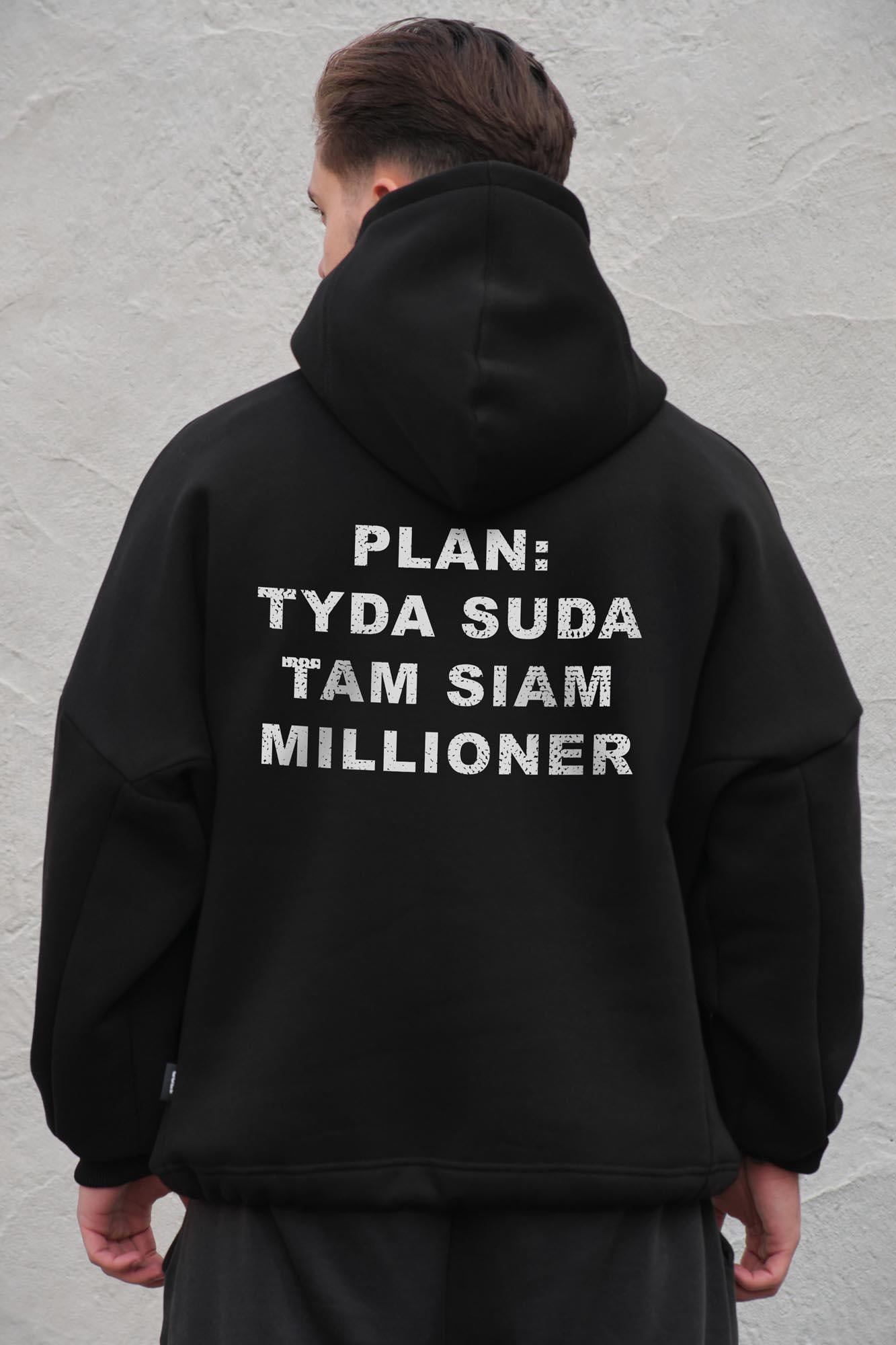 Худи на флисе с капюшоном и принтом оверсайз Without Plan One size Black (8056513 8056514)