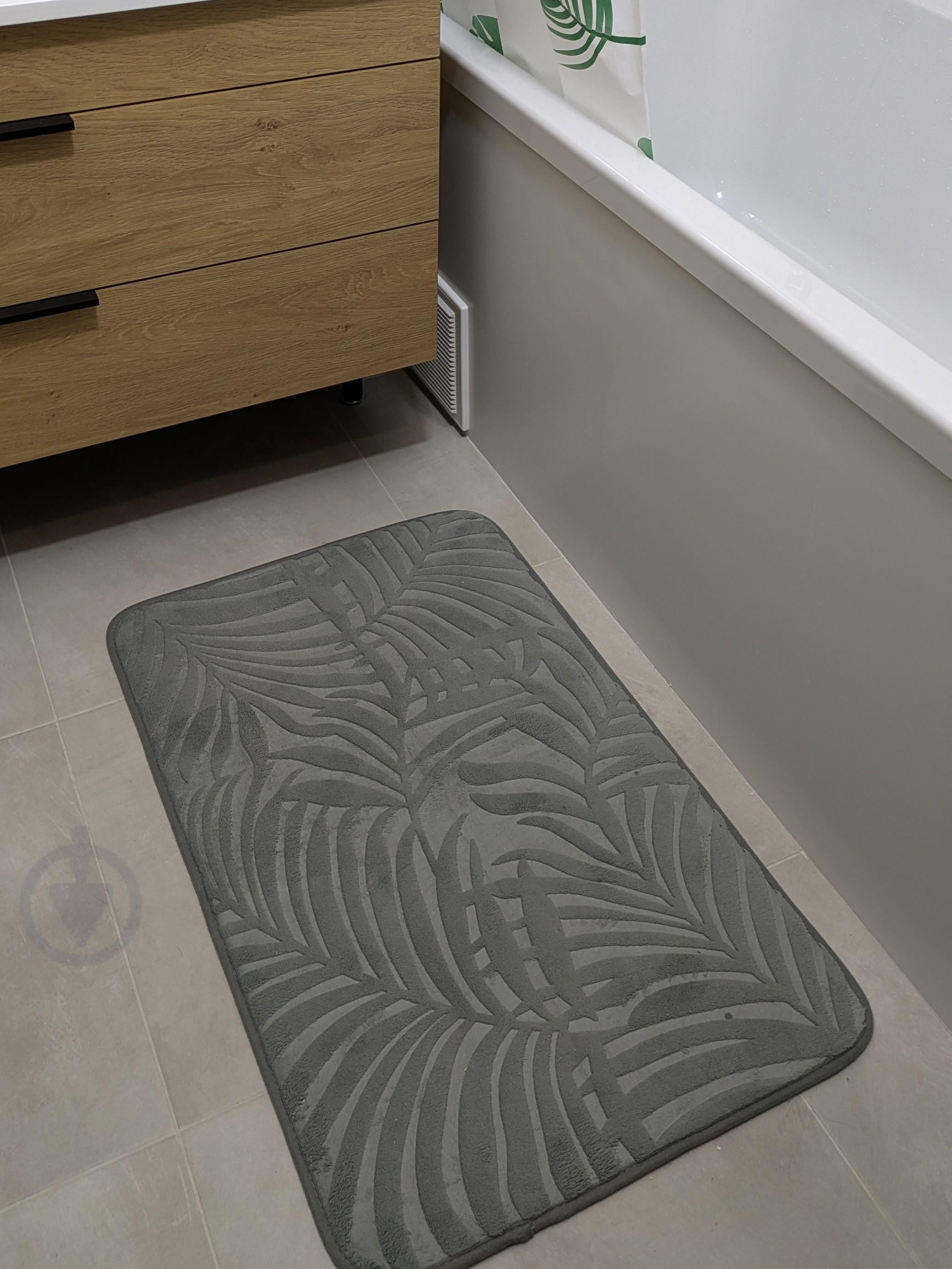 Коврик ванный Листья с рельефным узором 50х80 см Серый (26647038)