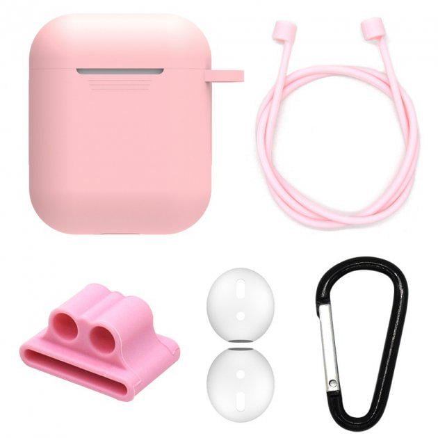 Чохол силіконовий для Apple AirPods/AirPods 2 DS Case 5в1 Pink (HbP79884163)