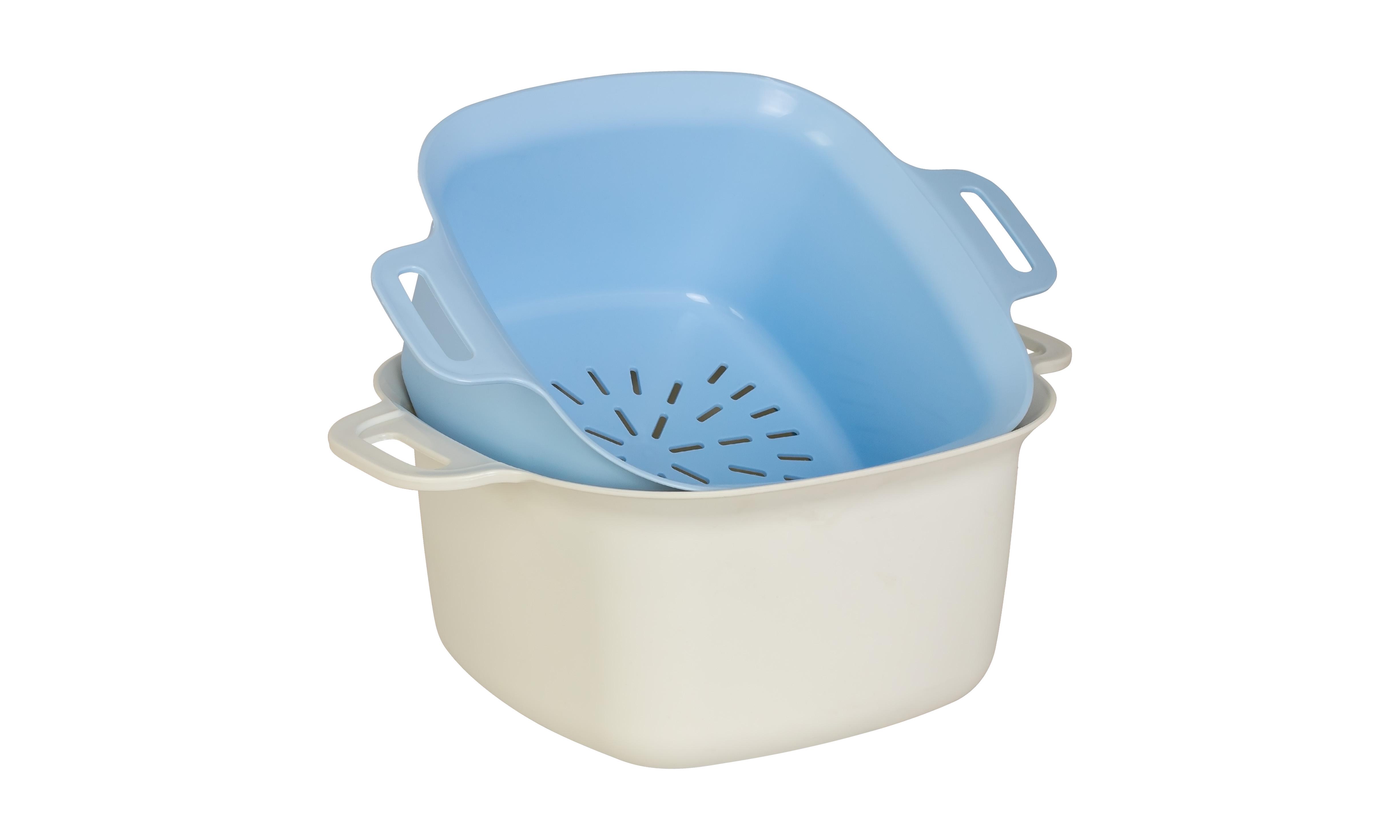 Миска квадратная Ekodeo с дуршлагом и ручками 3 л (P9221718 BL/BG)