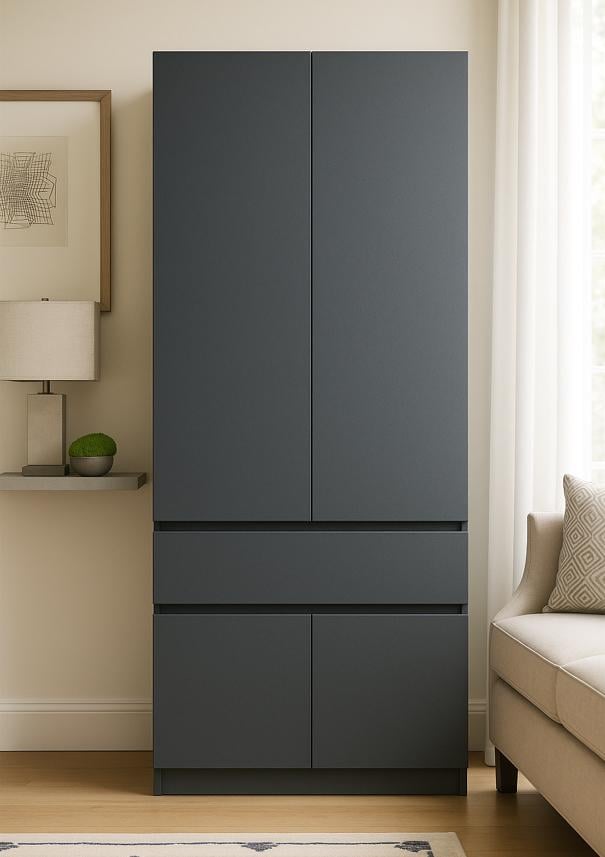 Шафа для одягу сучасна Майстер Форм Брайт 800х520х2000 мм Антрацит (20566)