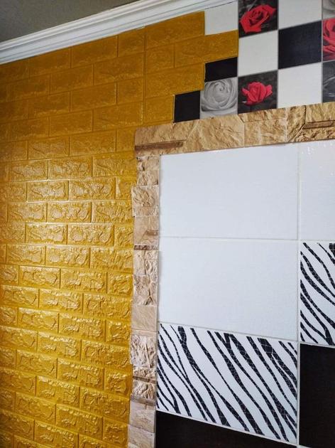 3D-панель декоративная самоклеящаяся под кирпич 700x770x3 мм Золотой (BN3-019) - фото 3 3D-панель декоративная самоклеящаяся под кирпич 700x770x3 мм Золотой (BN3-019) - фото 3