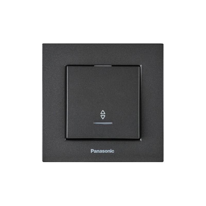 Выключатель проходной одноклавишный Panasonic Karre Plus 55 с подсветкой и рамкой ABS Дымчатый (WDTC90042DG-UA1)