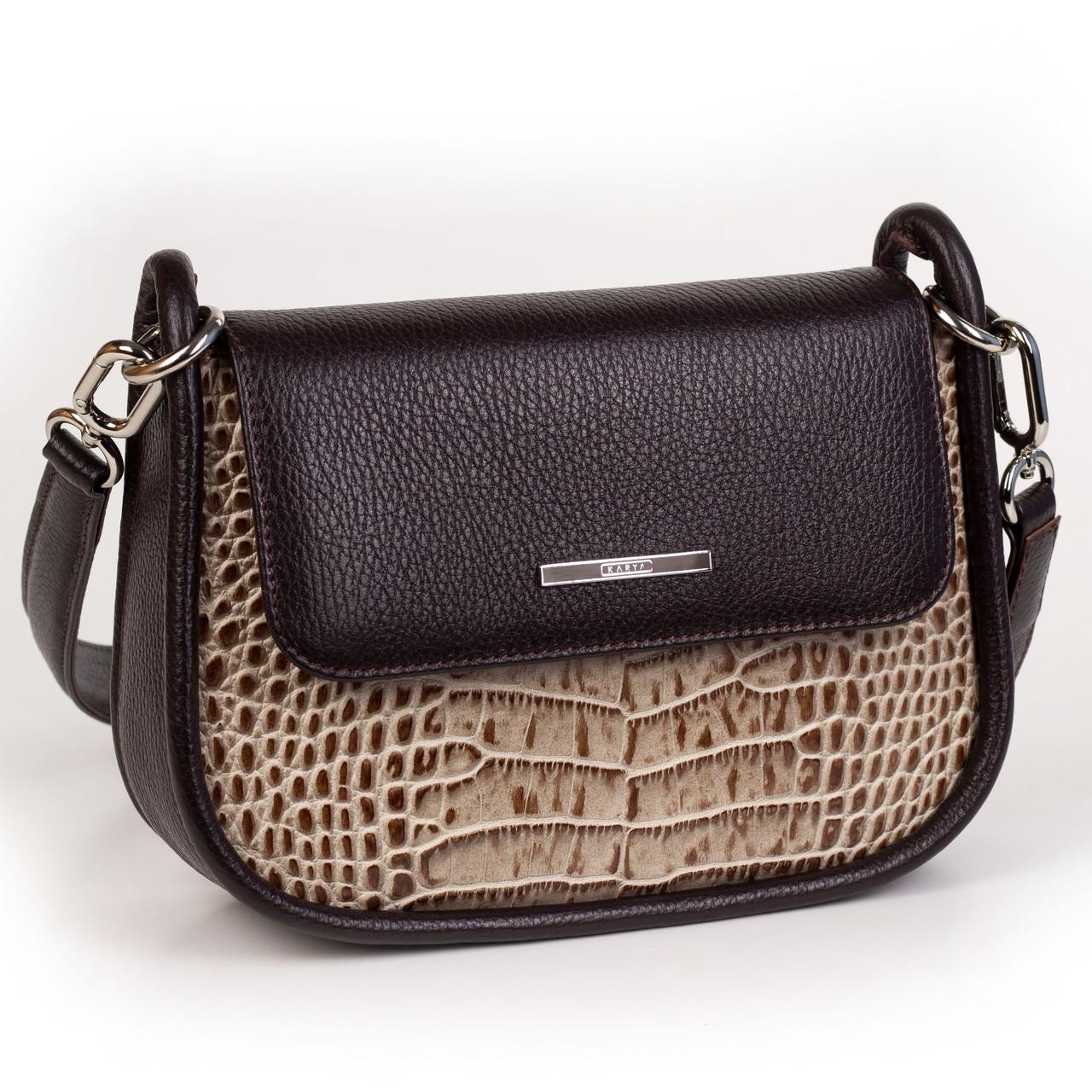 Сумка крос-боді жіноча шкіряна Karya 2382-39 Коричневий