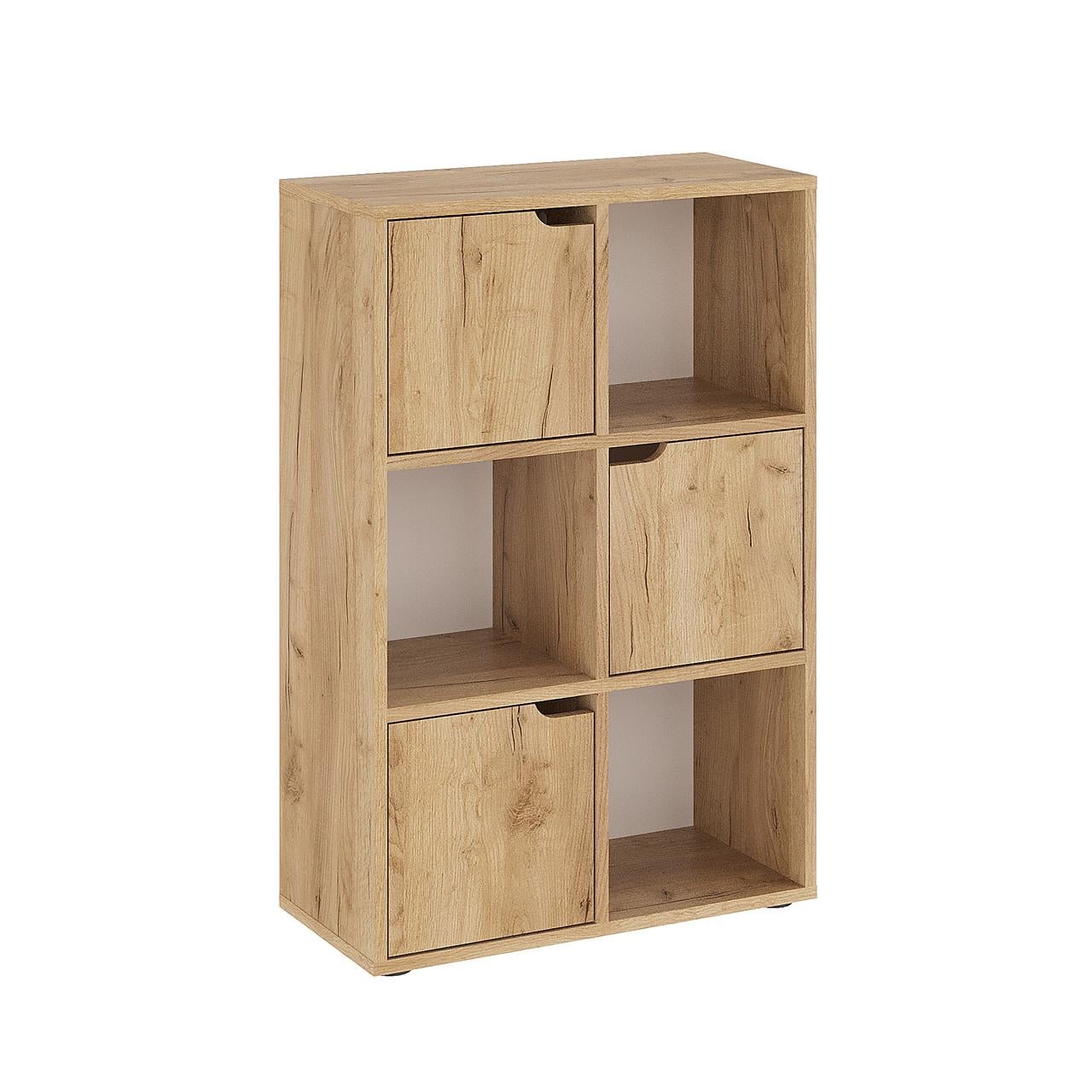Стеллаж книжный KOMTO Shelf6 6 секций 3 дверцы Дуб Крафт Золотой (p-186-2818)