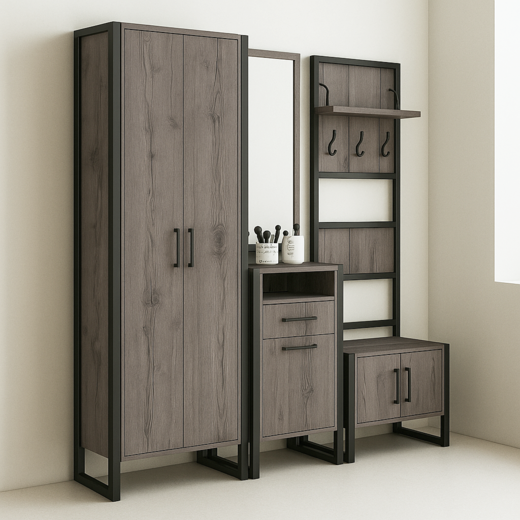 Прихожая модульная ТОБІ ШОАльто ПЛ/4 с зеркалом 2180x350x1900 мм Хортица