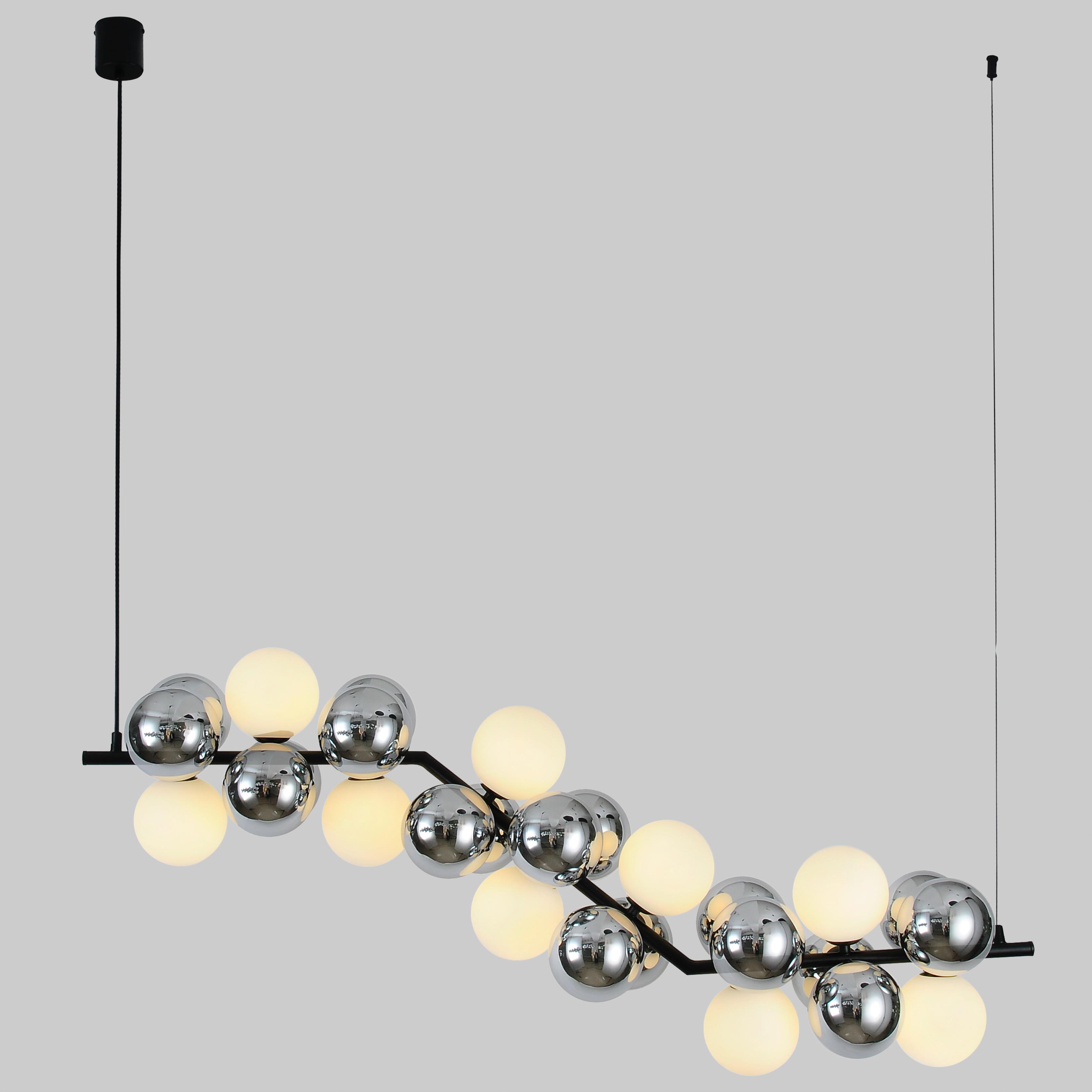 Люстра дизайнерська на 9 ламп Чорний (88-CH68124-9 BK+CH+WH)