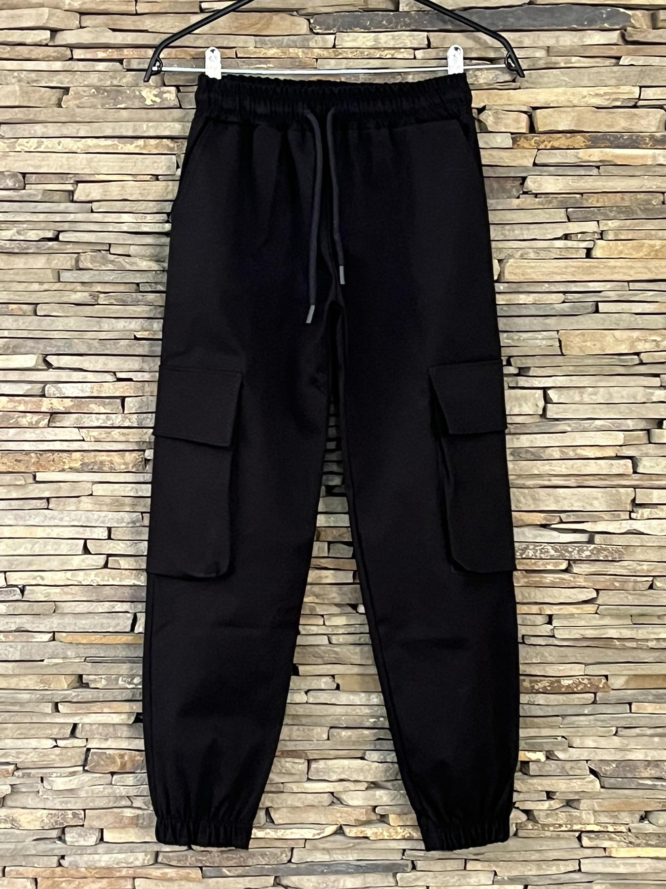 Брюки карго с карманами для мальчика 158 см Черный (127068)