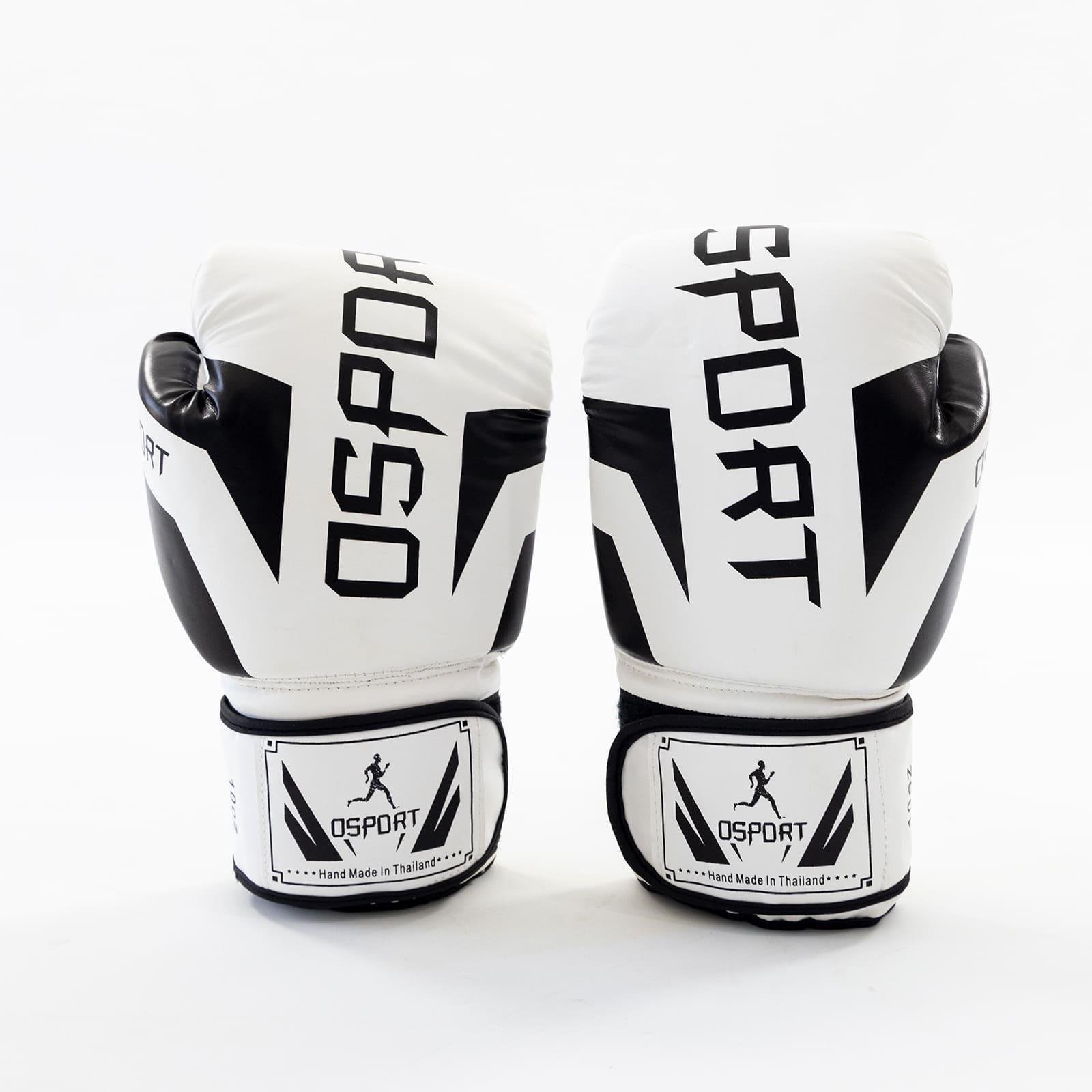 Перчатки боксерские для бокса OSPORT 8 унций кожа PU Бело-черный (BO-5698)