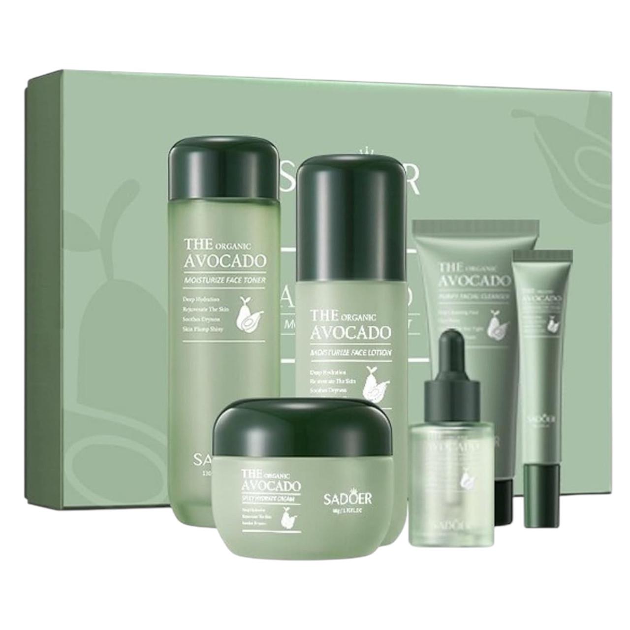 Подарунковий набір косметики за обличчям Sadoer Organic Avocado з авокадо 6в1 (2726438668)