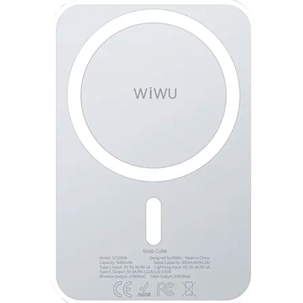 Зовнішній акумулятор WiWU Snap Cube Magnetic Wireless Charging 5000 mAh White