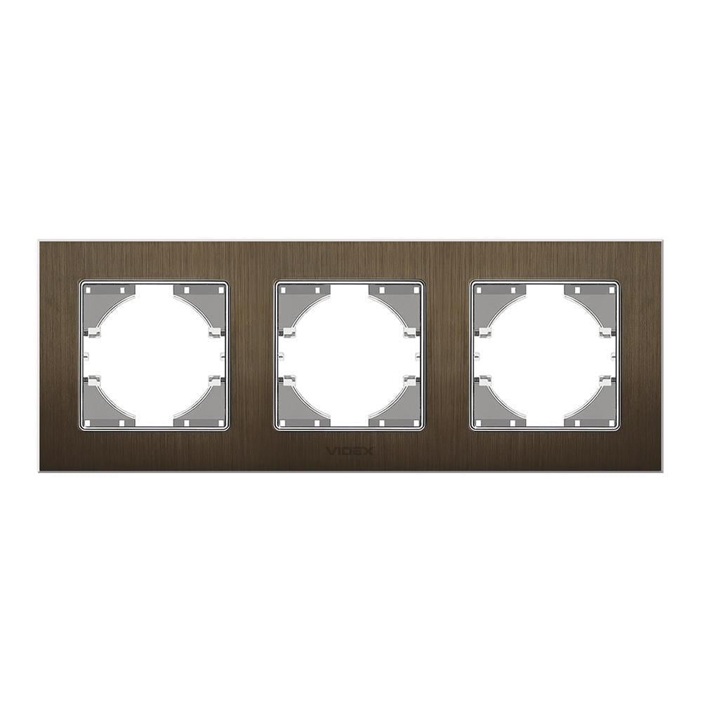 Рамка для розеток Vіdех Bіnеrа 3 місця горизонтальна алюміній Шоколадний (22551086)