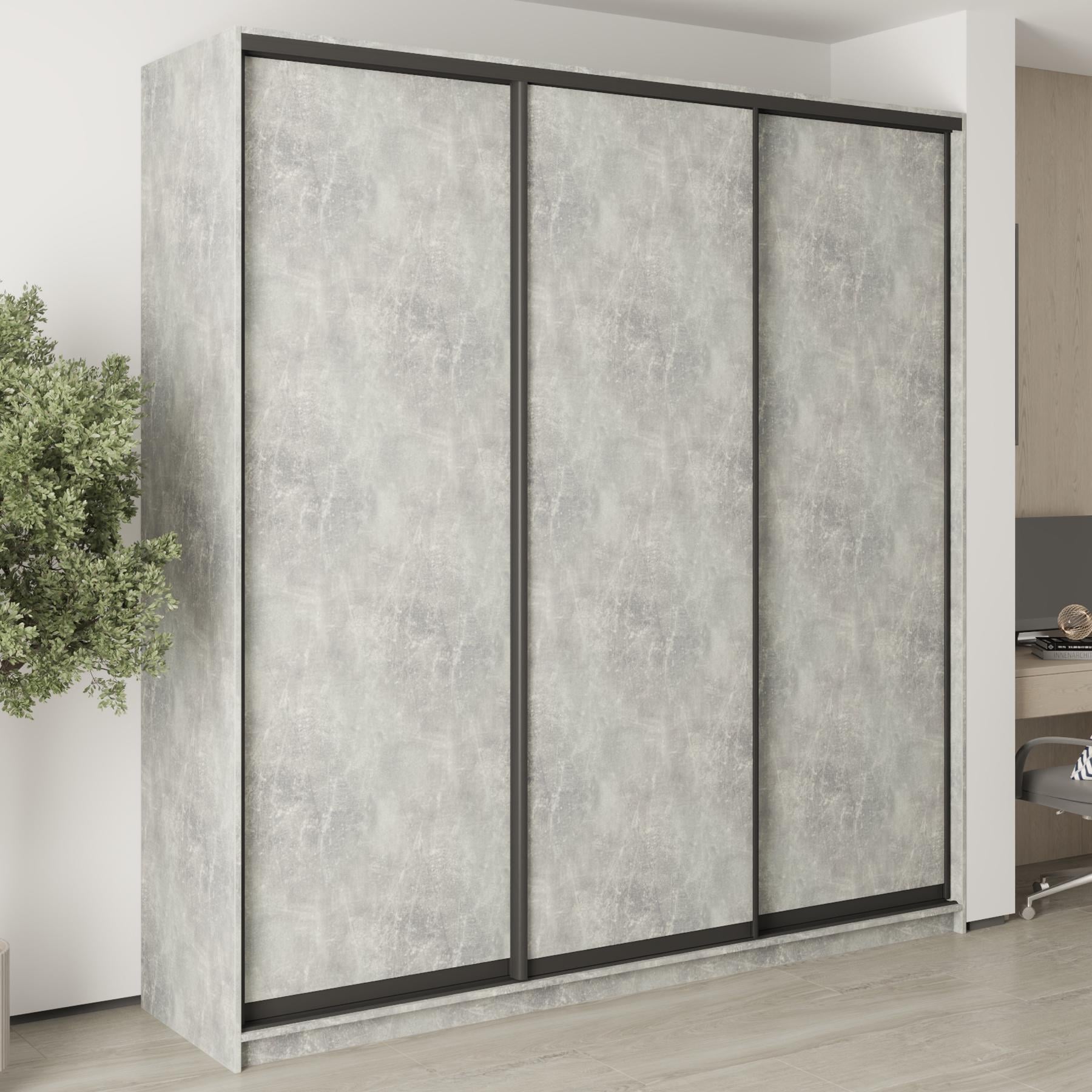 Шафа-купе тридверна MebelStar Стандарт BG 3ДСП 230x60x240 см Бетон (MBS-8603)