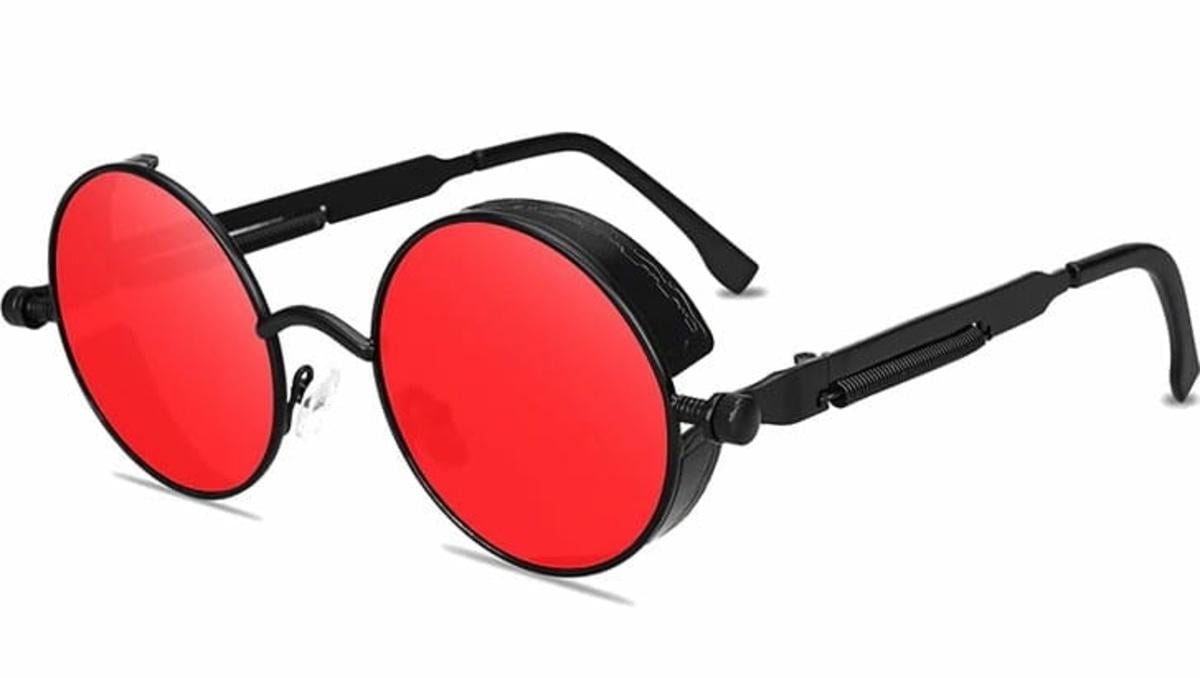 Солнцезащитные очки мужские Steampunk Ретро с красными линзами Черный (1896324501)