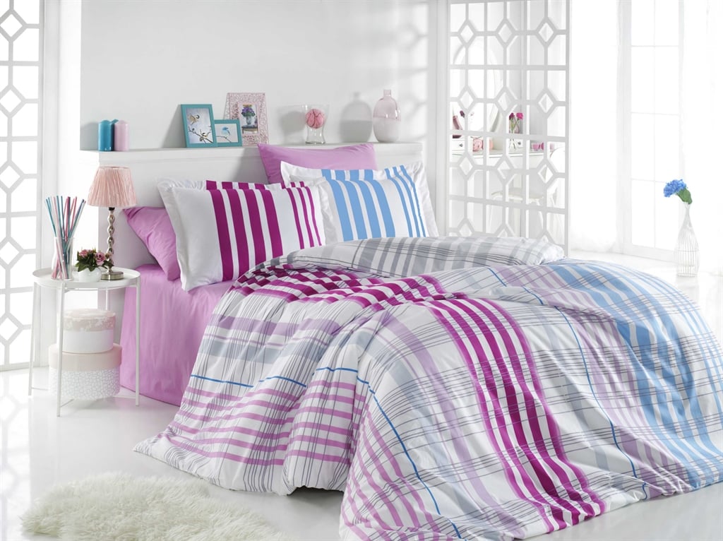 Комплект постельного белья Hobby Poplin Stripe 200х220 см/50х70 см 2 шт. Фуксия
