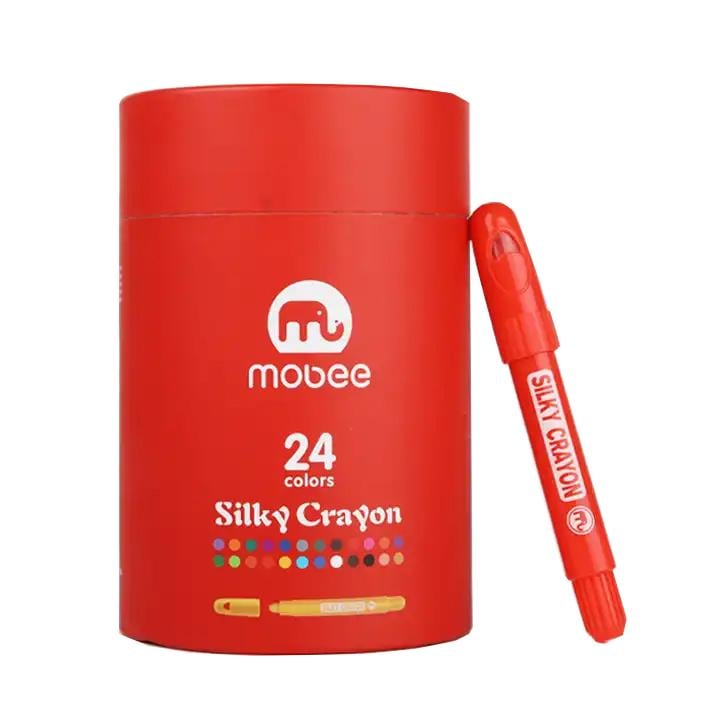 Карандаши восковые для рисования Крайоны Mobee 24 цв.
