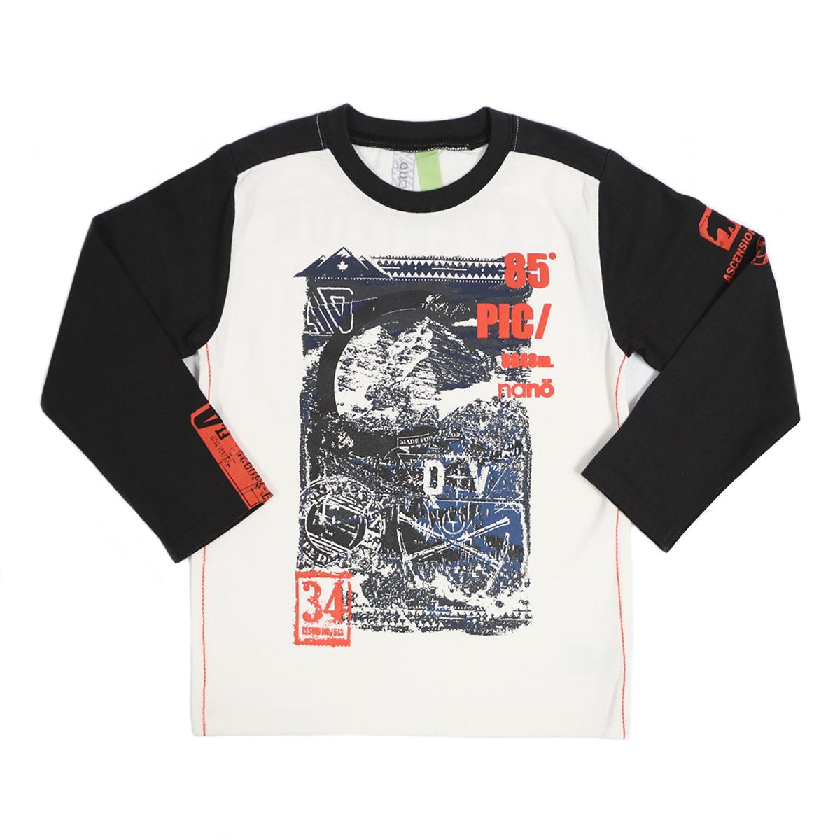 Свитшот хлопковый для мальчика Nano F1403-01 с графическим принтом 118-128 см Бело-серый (F1403-01-6x)