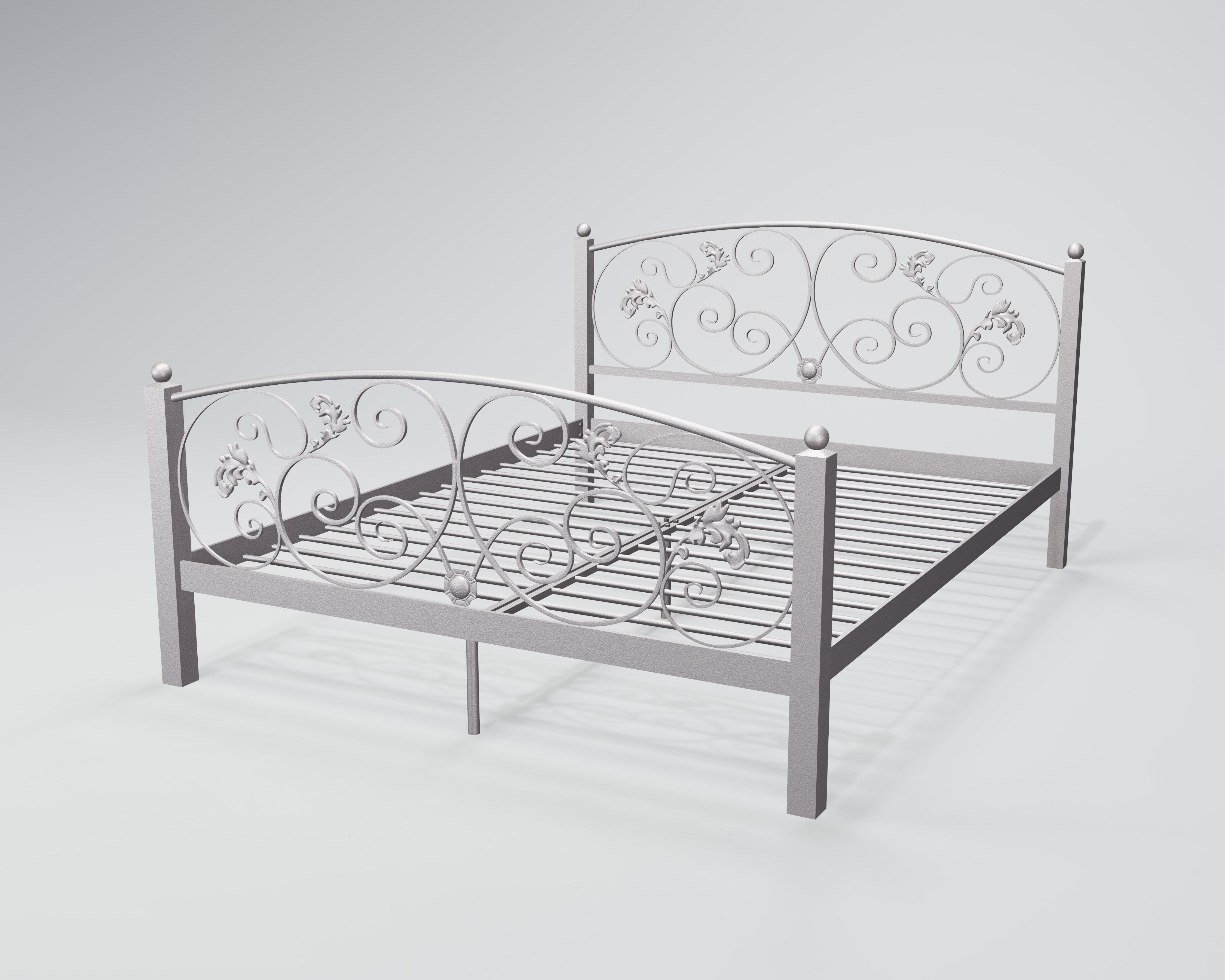 Кровать металлическая Магнолия 140x190 см Серебро белое