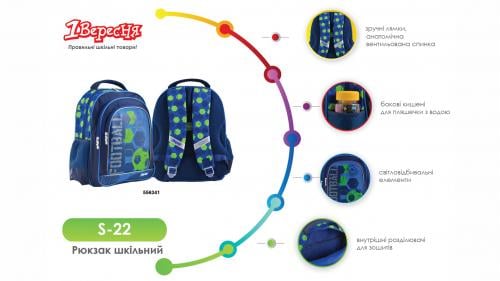 Рюкзак шкільний 1 Вересня S-22 Football (556341) - фото 6