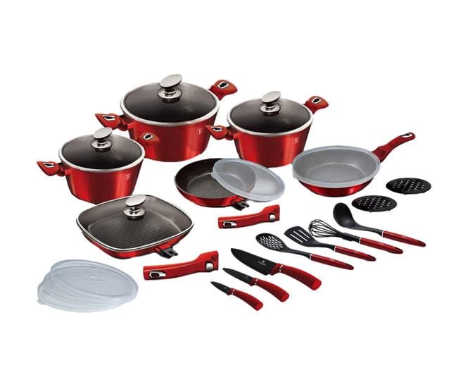 Набір посуду Berlinger Haus Metallic Line Burgundy Edition 24 пр.