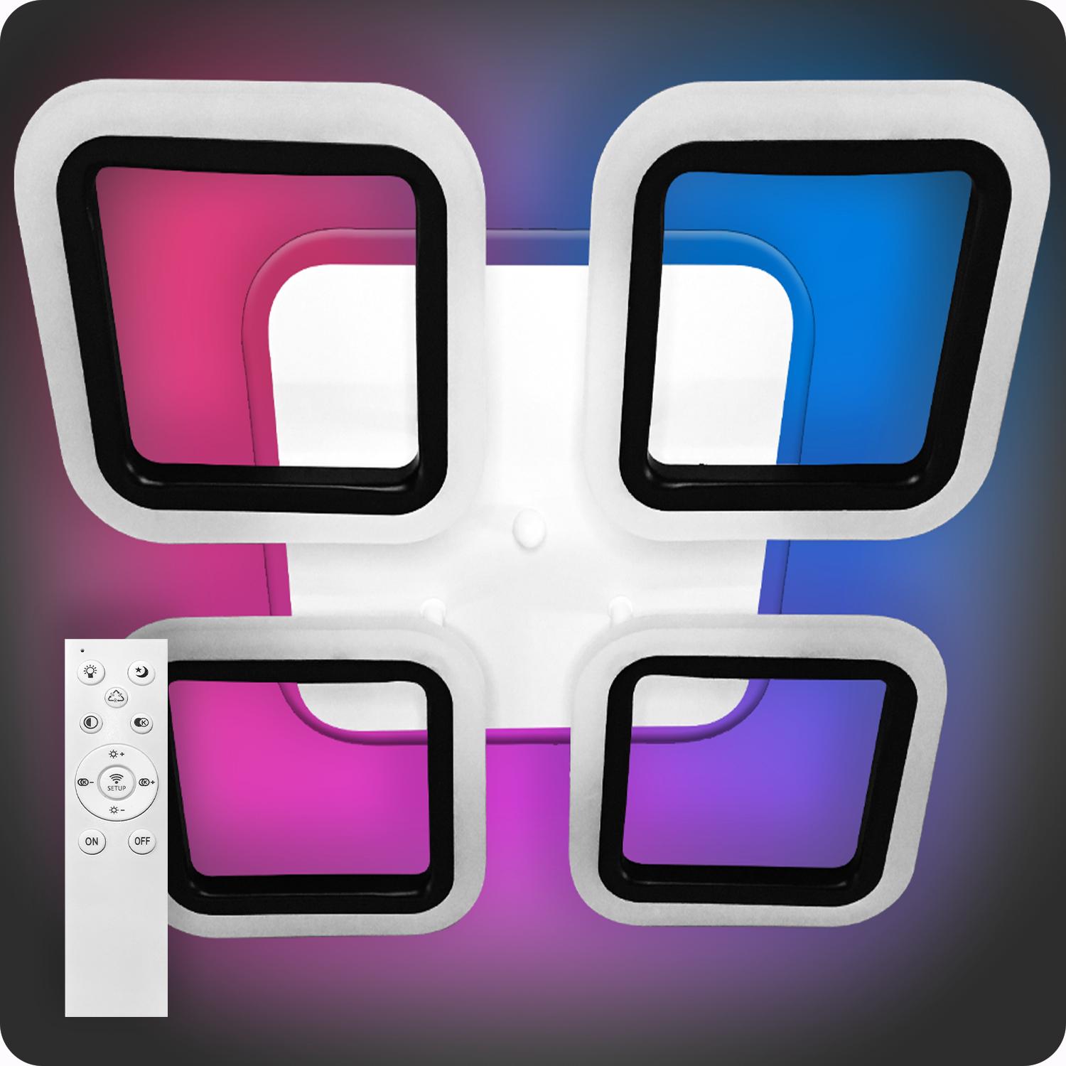 Люстра светодиодная 517 Light 3color с пультом 72Вт Черный (01372)