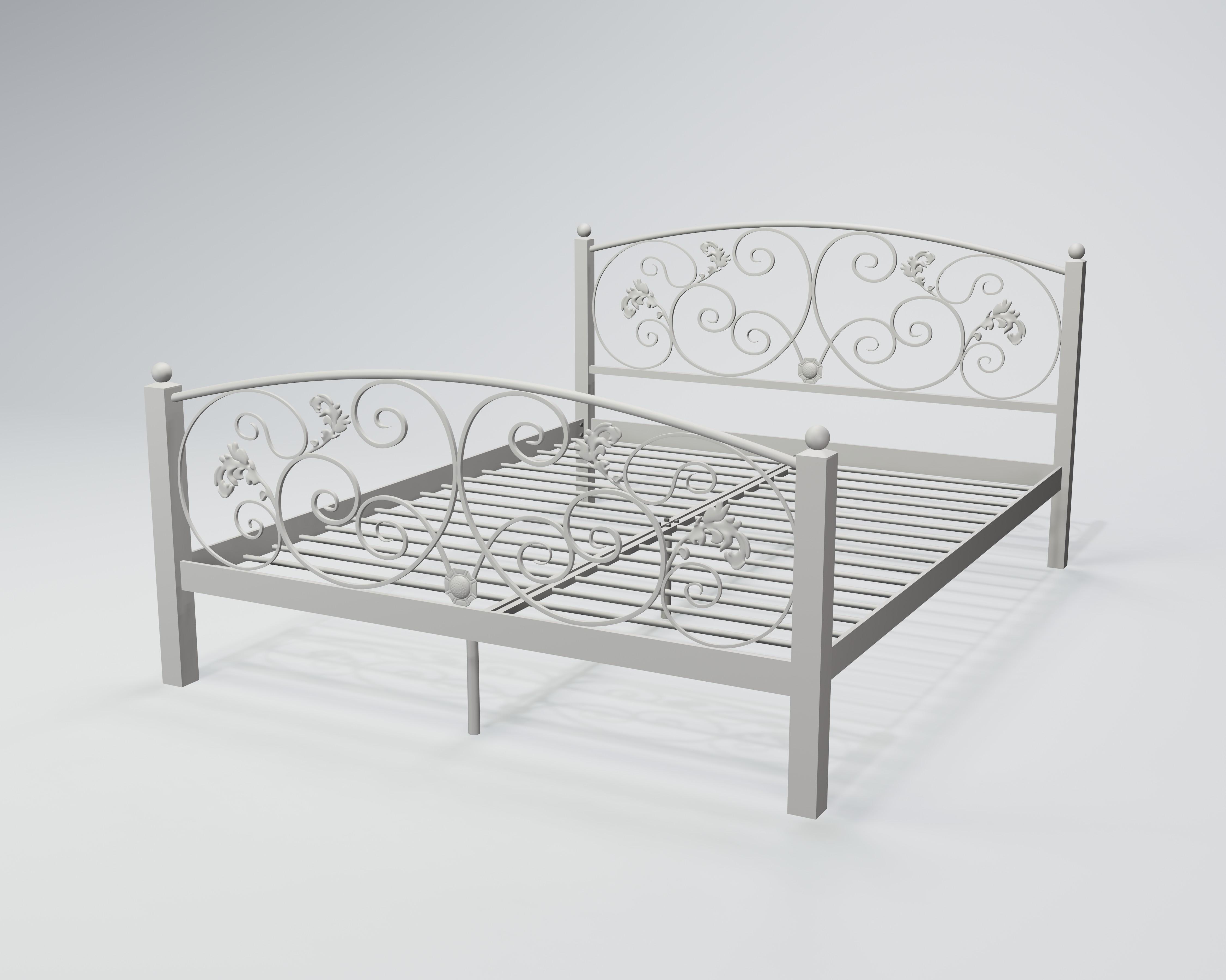 Кровать металлическая Магнолия 180x200 см Белый бархат