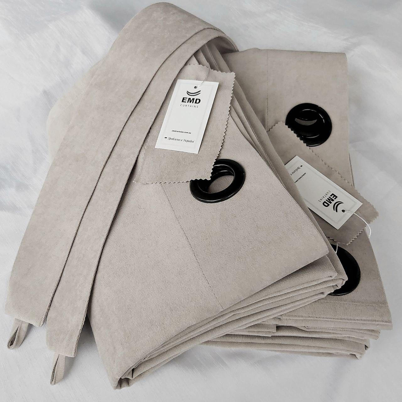 Шторы на черных люверсах с подхватами 175x250 см микровелюр 2 шт. Серо-бежевый (5801211-МТ22/175-BL) - фото 7 Шторы на черных люверсах с подхватами 175x250 см микровелюр 2 шт. Серо-бежевый (5801211-МТ22/175-BL) - фото 7