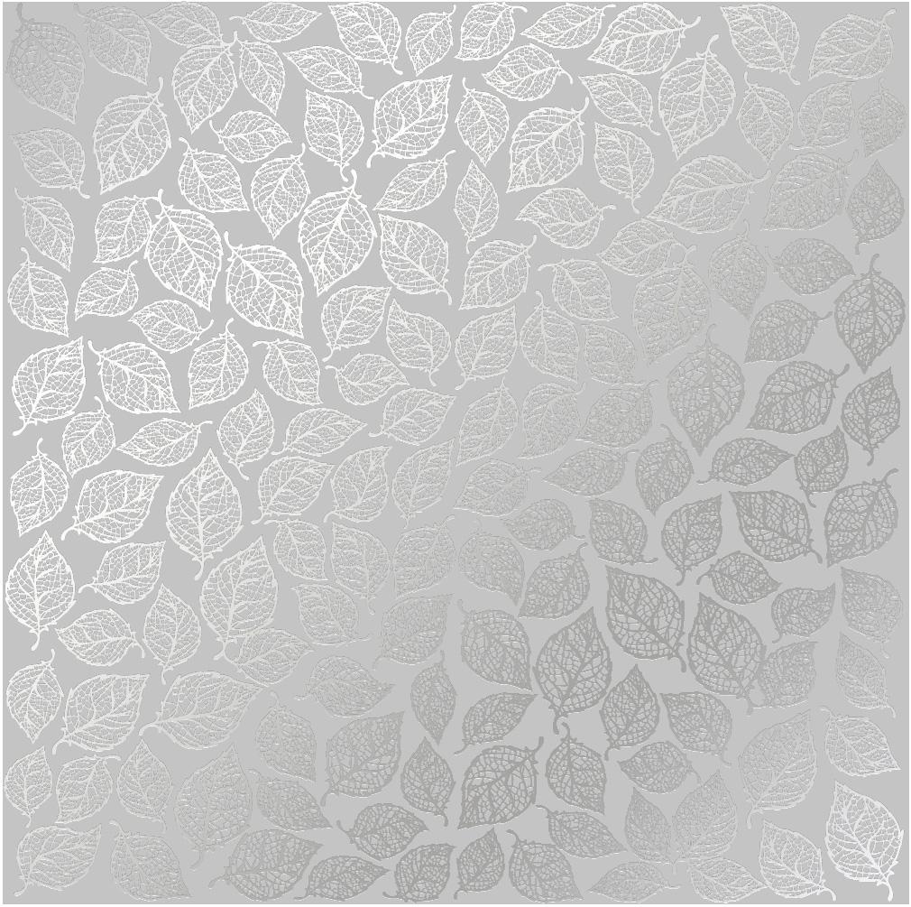 Лист бумаги односторонний Silver Leaves mini с серебряным тиснением 30,5х30,5 см Gray